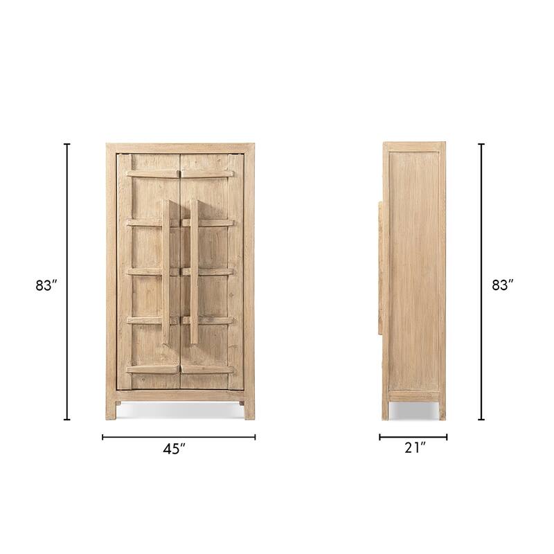 Jennifer Taylor Home Rowan 83" Tall Reclaimed Elm Crossbar Storage Cabinet with Double Doors