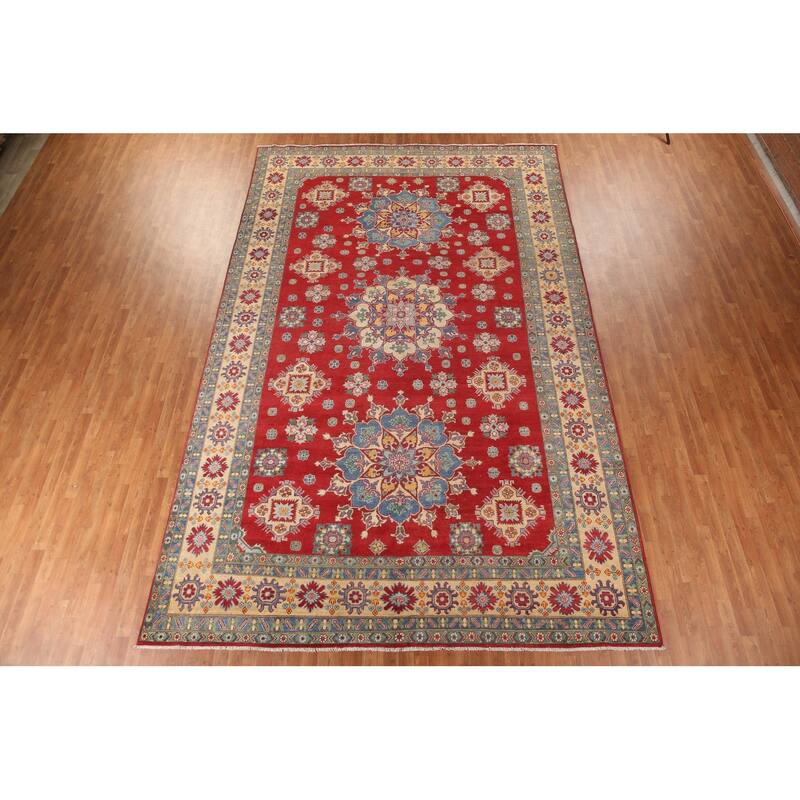 Large Red Kazak Oriental Area Rug Hand-Knotted Wool Carpet - 9'9" x 15'5"