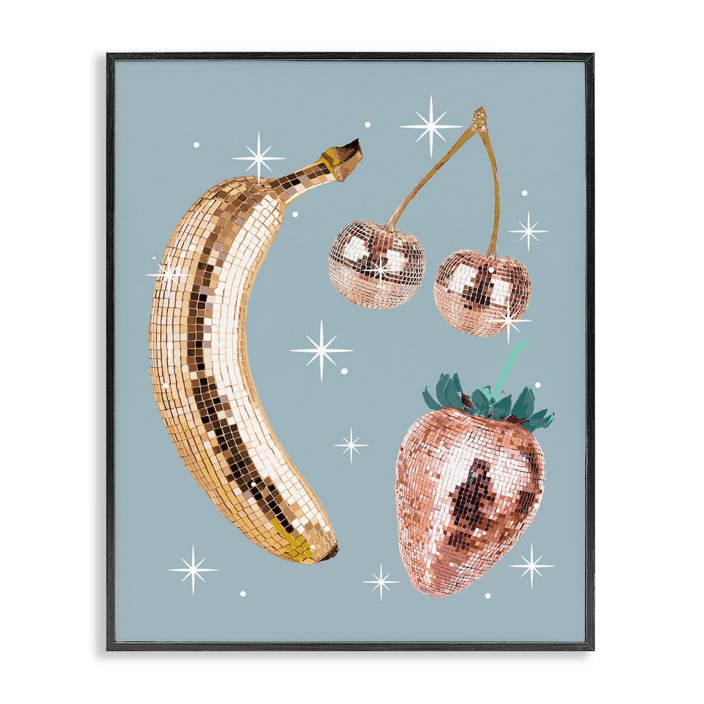 Stupell Luminous Glam Fruits Framed Giclee Art Design By Lil' Rue
