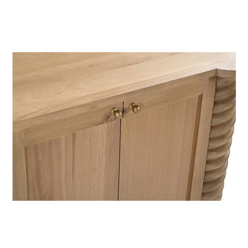 Title: NADAAL STUDIOS Calvert Treccia Sideboard, Solid Oak with Oak Veneer, Turned Legs, Natural Finish