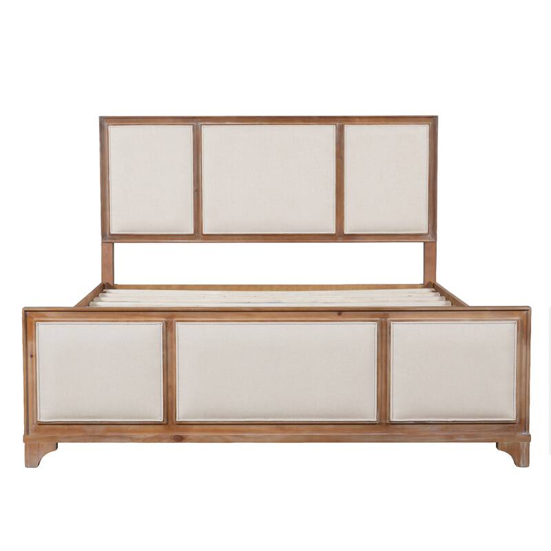 Christopher Knight Home - Hendrix Modern Farmhouse Upholstered Wood Platform Bed with Panel Headboard and Footboard