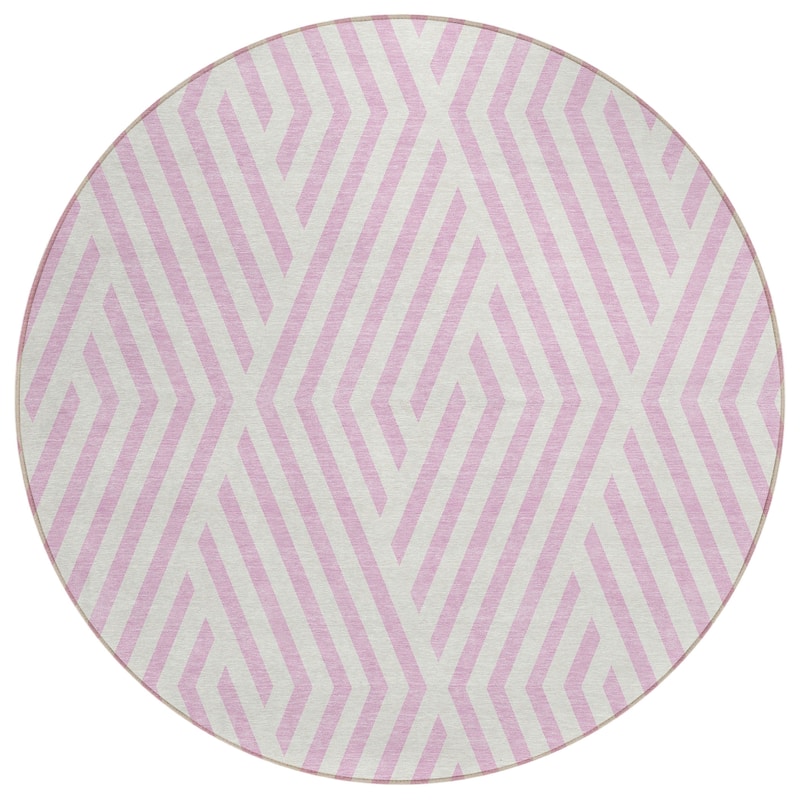 Machine Washable Indoor/ Outdoor Modern Diamonds Chantille Rug