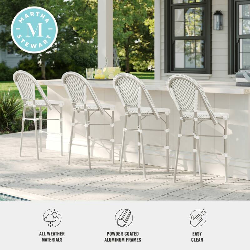 Martha Stewart 2PK All-Weather Stackable Patio Bistro Bar Stools - 18.5"W x 23.25"D x 45.75"H