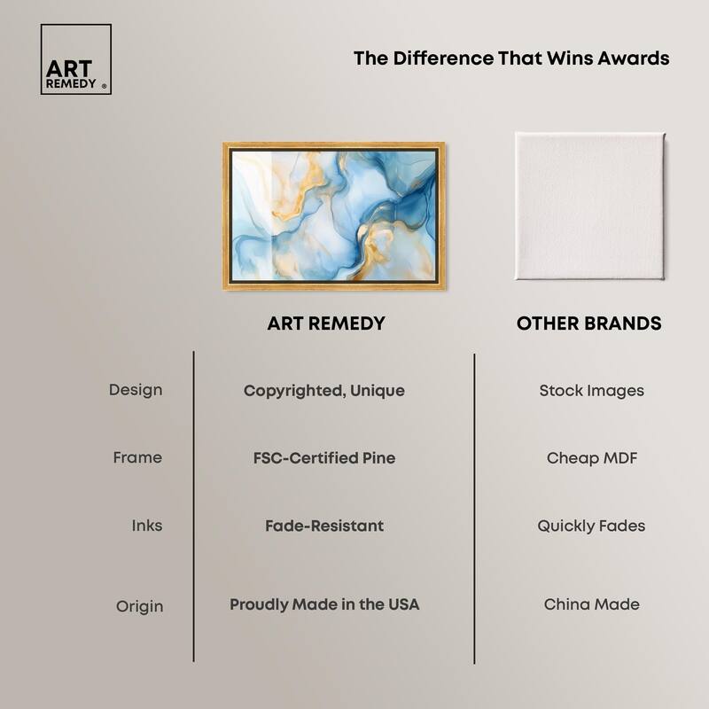Blue Veined Gold Canvas by Art Remedy