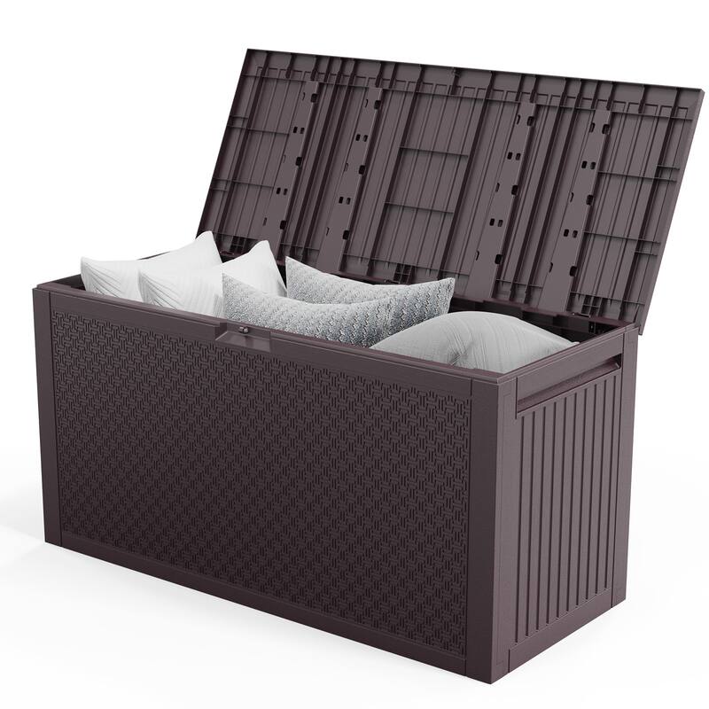 Lockable Outdoor Garden Storage Box for Cushions, Toys and Tools - 45.67x 19.49 x 23.23 Inches - Brown