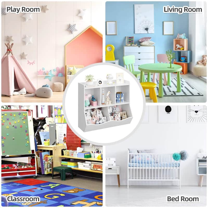 Toy Bookshelf and Bookcase, Multi Shelf with Cubby Organizer Cabinet for Storage Books and Toys