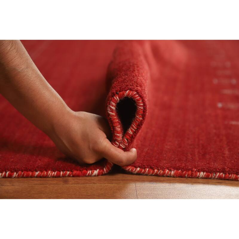 Hand Knotted Oriental 100% Wool Carpet Tribal Tribal Red Gabbeh Area Rug - 9' 9'' X 6' 8''