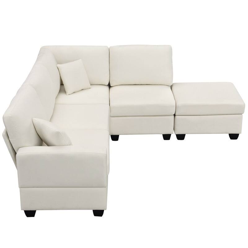 Modular Sectional Sofa 5Seat Couch, LShape Linen Corner Sofa Set