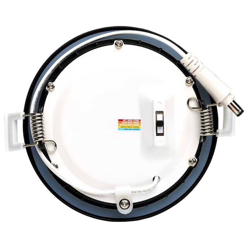 10 Watt LED Direct Wire Downlight 4-Inch CCT Selectable Round Remote Driver Black Finish