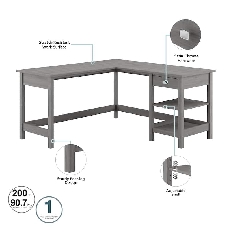 Broadview 60W L Shaped Computer Desk with Storage by Bush Furniture