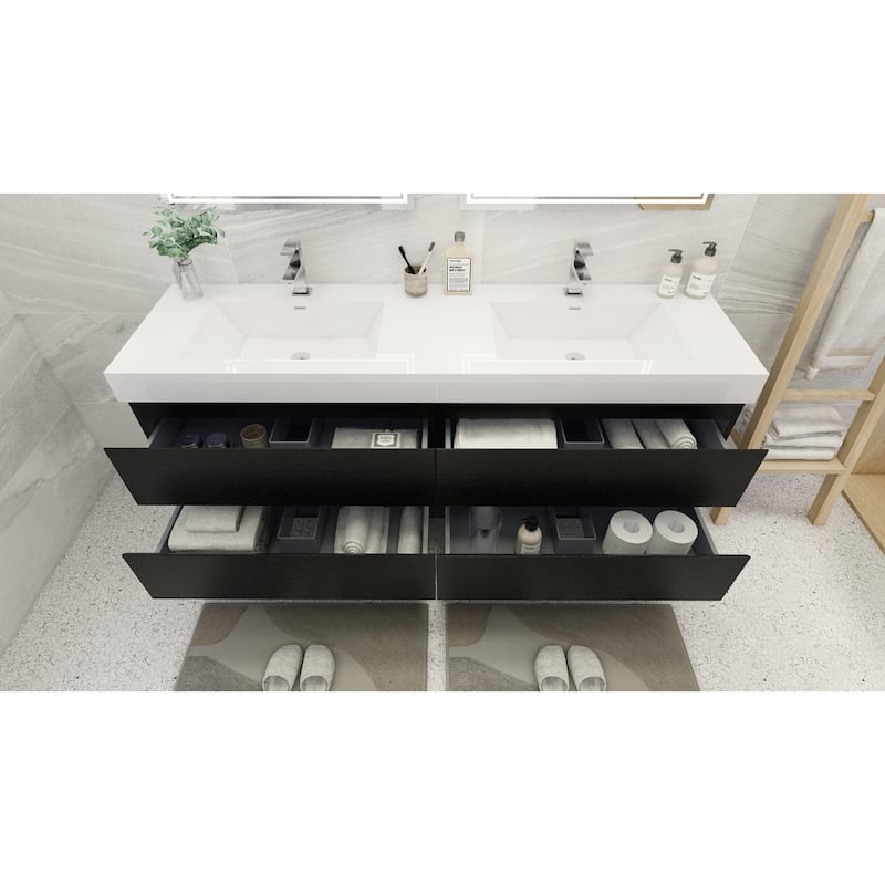 Baillie 84'' Wall-Mounted Vanity with Double Reinforced Acrylic Sink