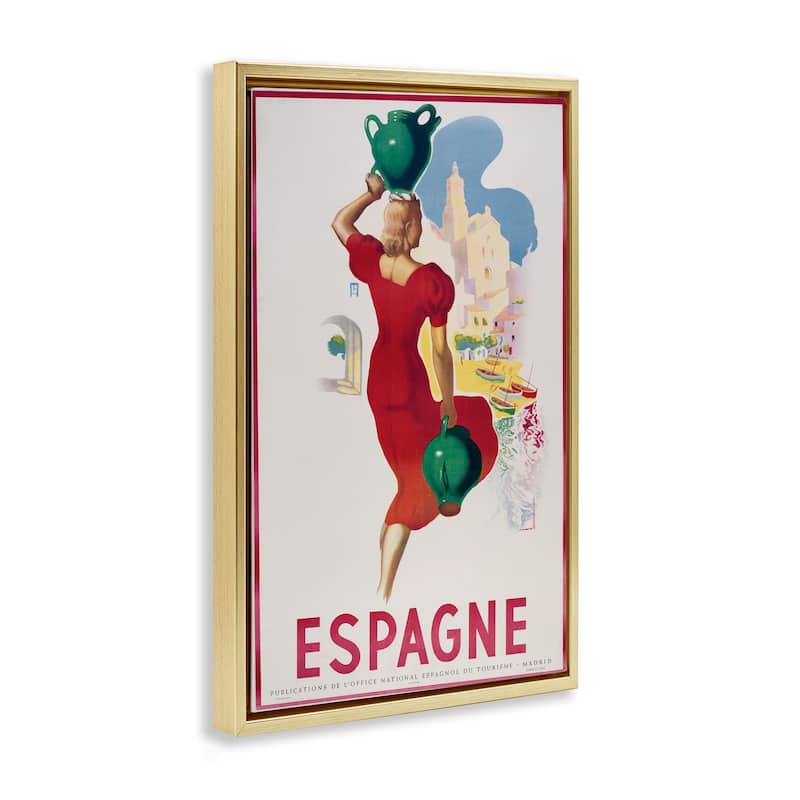 Stupell Vintage Spain Travel Advertisement Framed Floater Canvas Wall Art Design By Marcus Jules