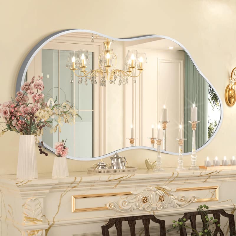 Irregular Wall Mirror Asymmetrical Decorative Wall Mirror - 24x36 - Silver