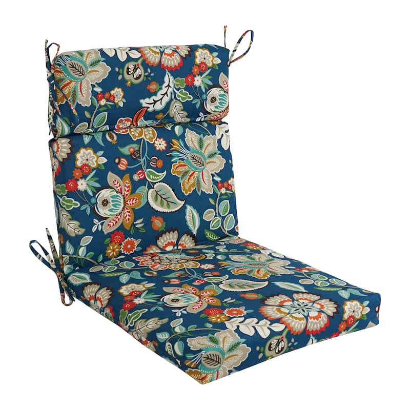 20-inch by 42-inch Three-section Outdoor Seat/Back Chair Cushion - Telfair Peacock