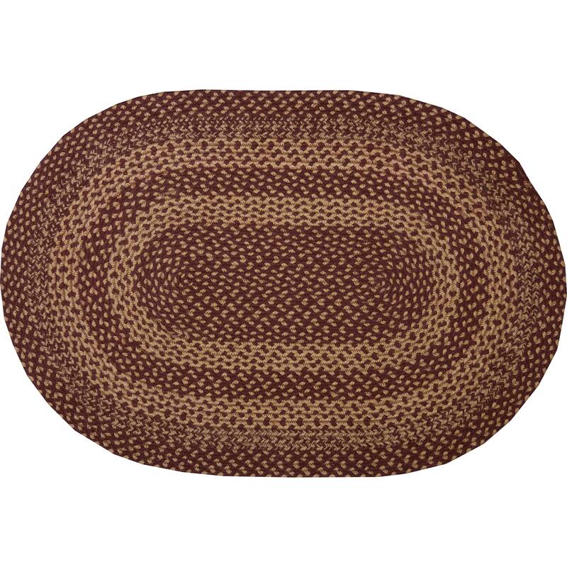 Burgundy Tan Jute Rug Oval w/ Pad 24x36 - 2' x 3' Oval