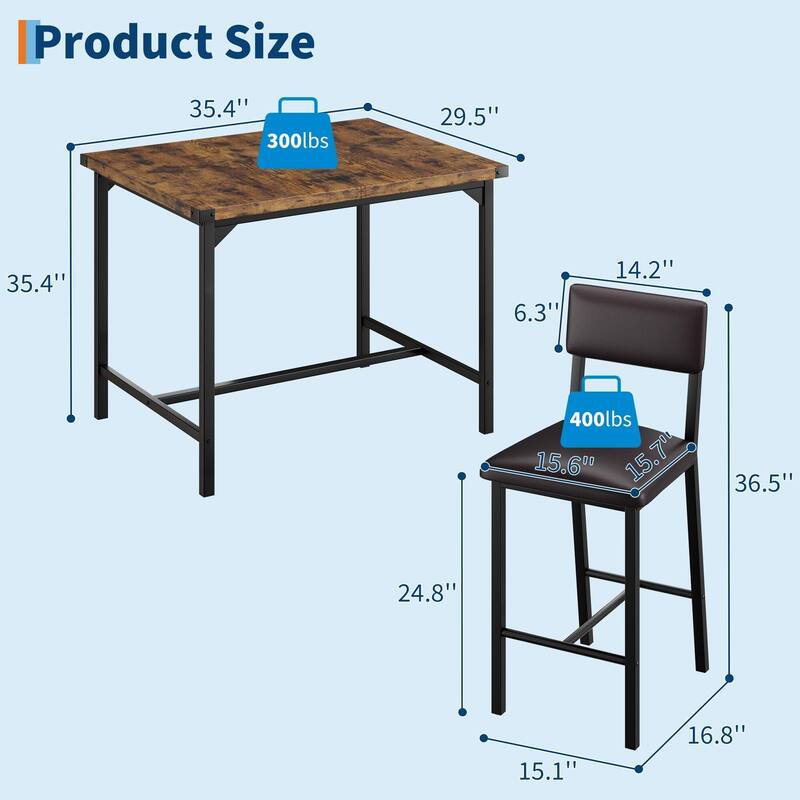 Dining Table Set for 4 w/Footrest & Corner Protector, 5-Piece Kitchen Table Set
