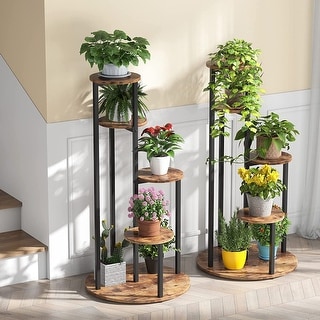 4-Tier Plant Stand Indoor, Tall Wood Plant Shelf Holders, Set of
