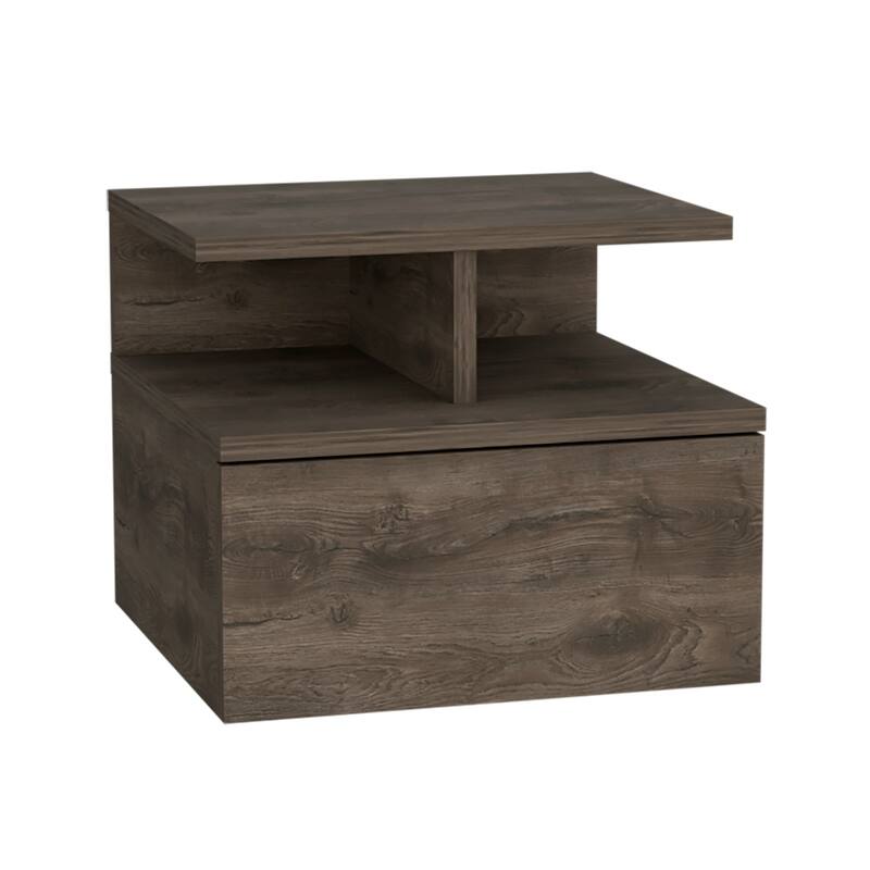 Floating Nightstand with Drawer and Open Shelves, Easy Assembly, Compact Design