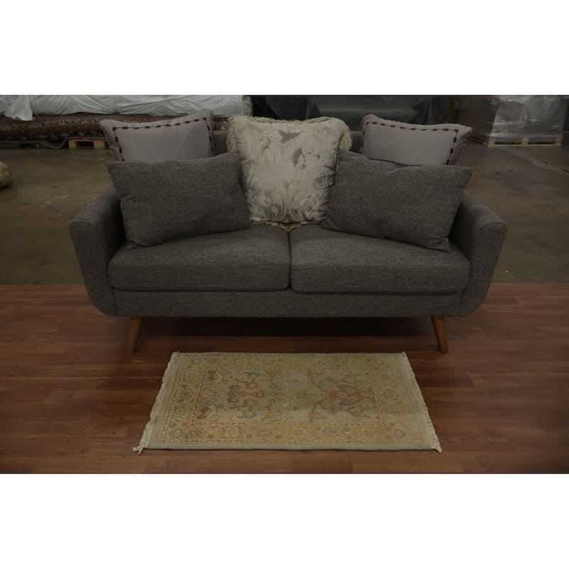 Hand Knotted Oriental 100% Wool Carpet Traditional Floral Navy Blue & Blues Ziegler Area Rug - 3' 1'' X 1' 10''