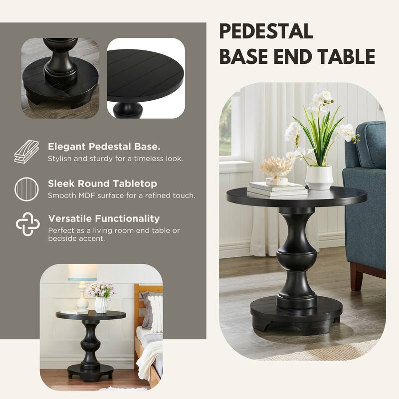 26-Inch Diameter Traditional Round Pedestal End Table