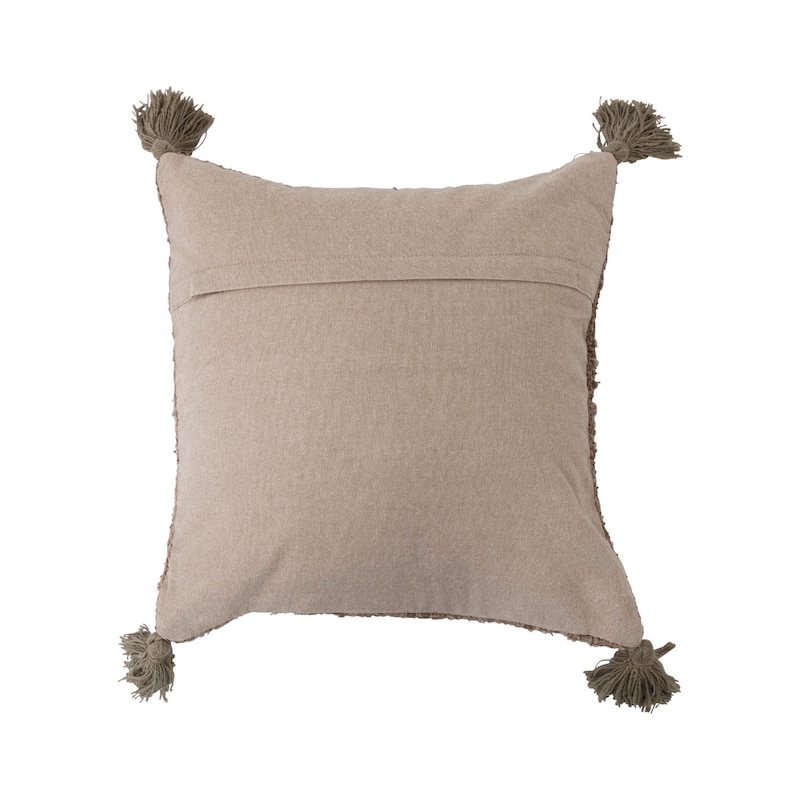 Woven Cotton Striped Pillow with Chambray Back and Tassels