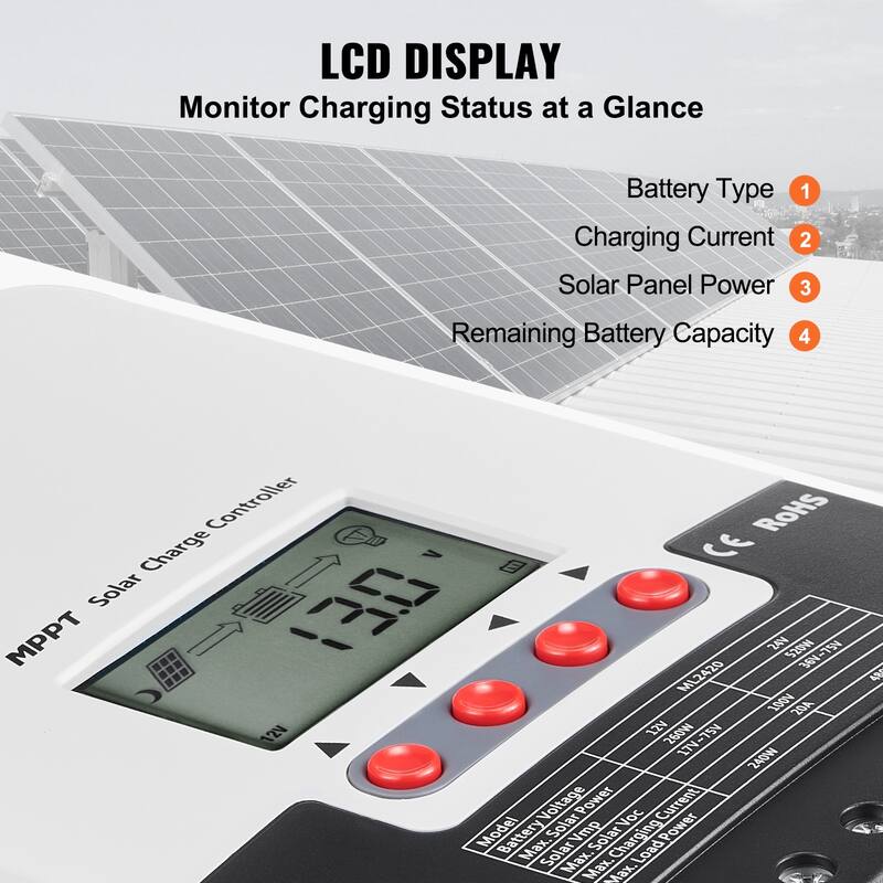 Solar Charge Controller Flooded and Lithium Battery Charging