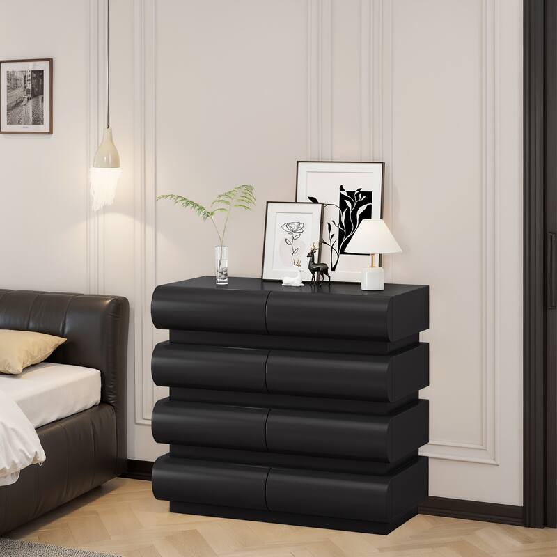 8-Drawer Dresser Nightstand Chest of Drawers Black File Cabinet