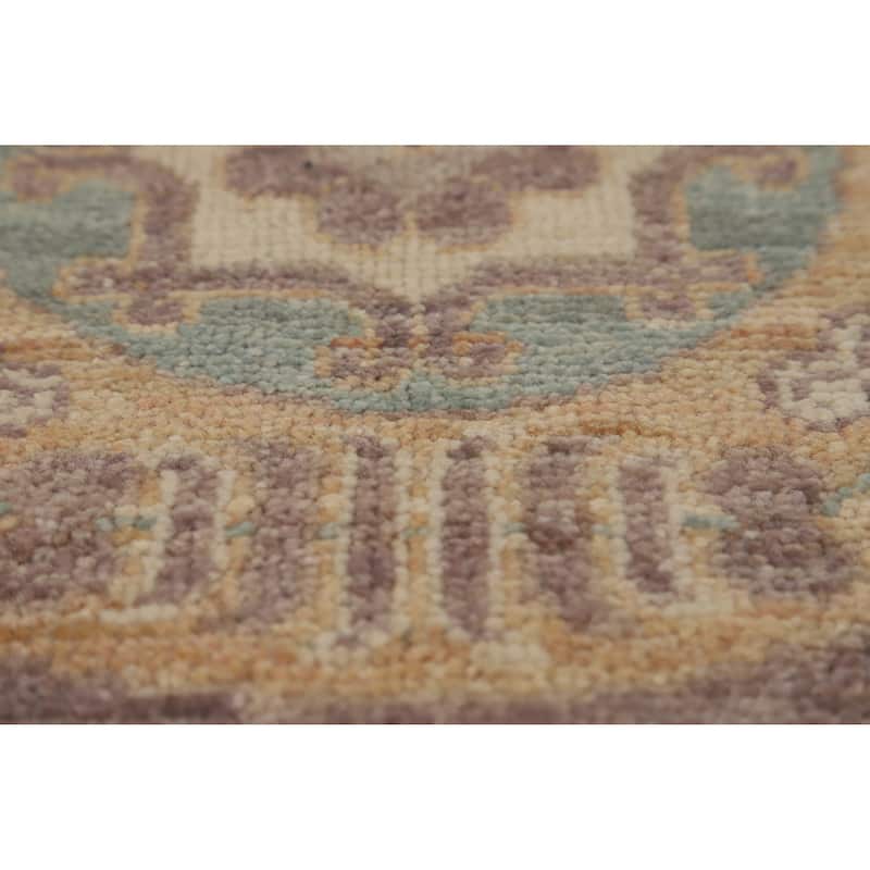 Hand Knotted Oriental 100% Wool Carpet Transitional All-Over Greys & Charcoal Oushak Runner Rug - 13' 1'' X 2' 10''