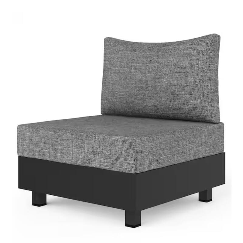 2-Piece Gray Aluminum Modular Armless Chairs