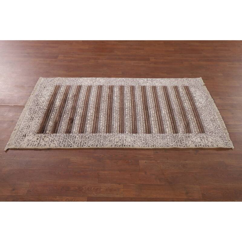 Modern Indian Accent Rug Handmade Abstract Wool Carpet - 2'8"x 5'0"