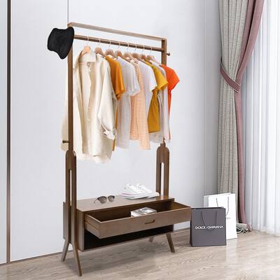 Bamboo Garment Rack Freestanding Closet Organizer
