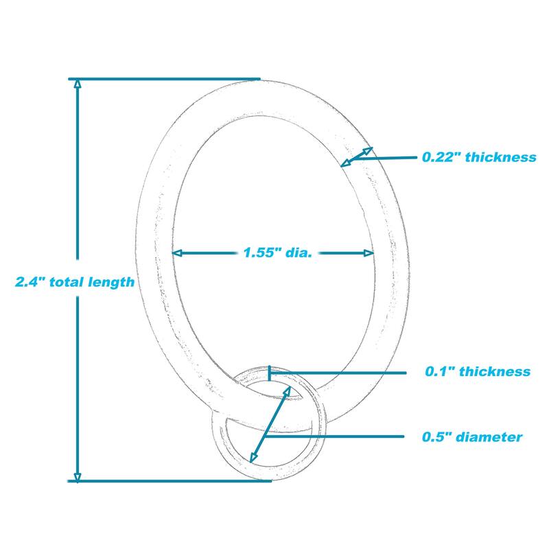 Meriville 1.5-Inch Inner Diameter Metal Curtain Rings with Eyelets