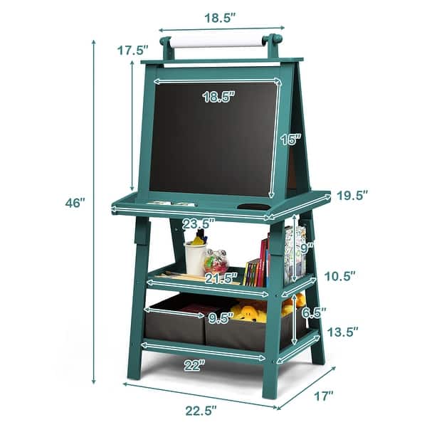 3 in 1 Kids Art Easel Double Sided Storage Easel w Storage Boxes