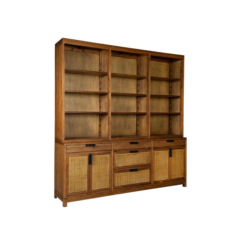 Furniture Classics Pine Cane DeWitt Display Storage Cabinet