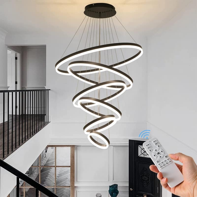 Modern Led Chandelier 6 Rings Chandelier round Chandelier high ceiling - 31.5in*23.6in*19.7in*15.7in*11.8in*7.9in