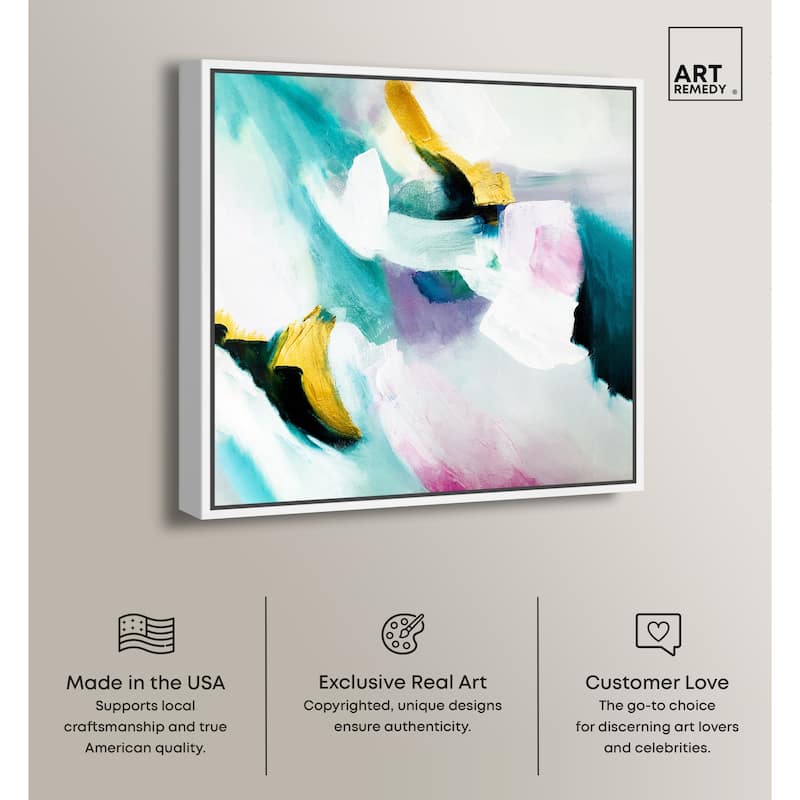 Art Remedy Still Violas Framed Blue Abstract 1 Piece Canvas Wall Art