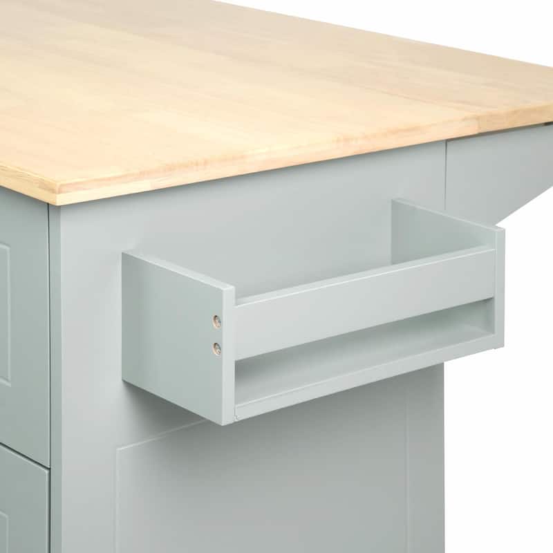Rolling Kitchen Cart with Drop Leaf, Storage Rack, and 3-Tier Cabinet Organizer