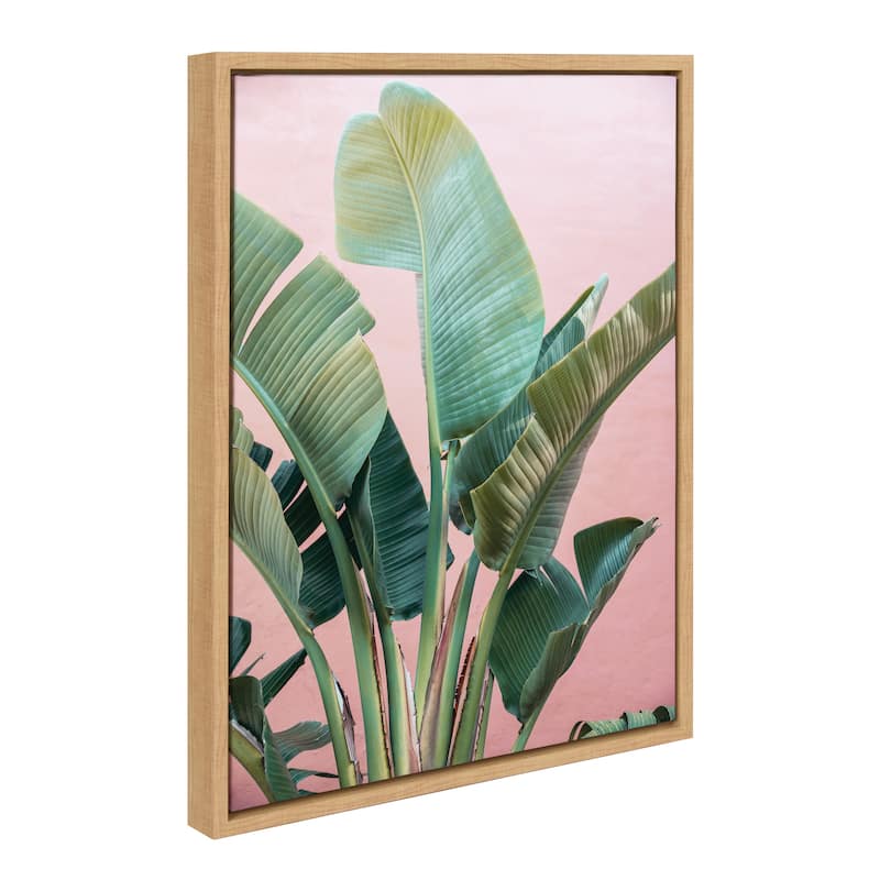 Kate and Laurel Sylvie Tropic Pink Framed Canvas by Alicia Bock - 18x24 - Natural
