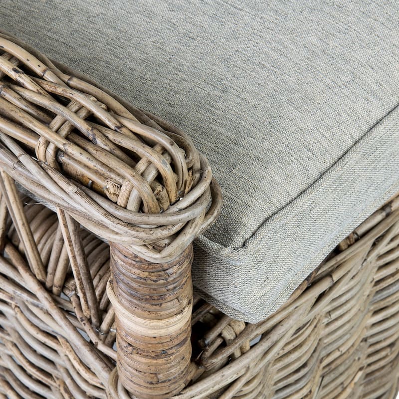 Handwoven Natural Rattan Cushioned Dining Chair by East at Main