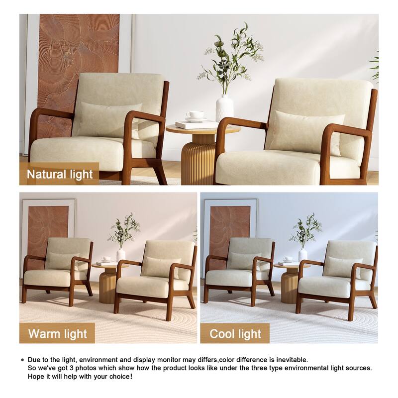 2 Set Mid Century ModernUpholstered Accent Chairs Armchair with Pillow