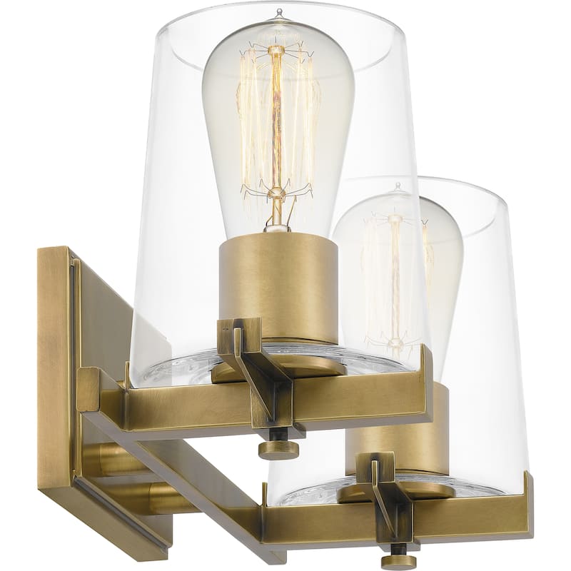 Perry 2-Light Weathered Brass Vanity Light - Weathered Brass - 16