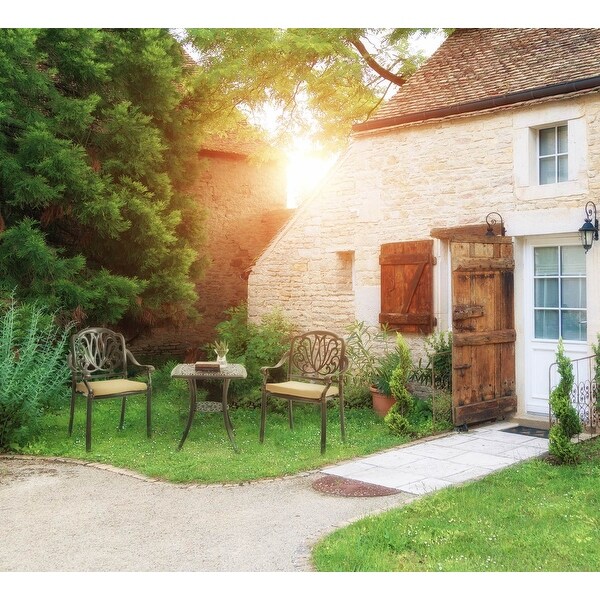 Elizabeth Cast Aluminum Garden Furniture 3 Pcs Set with Cushions -Bronze. Opens flyout.
