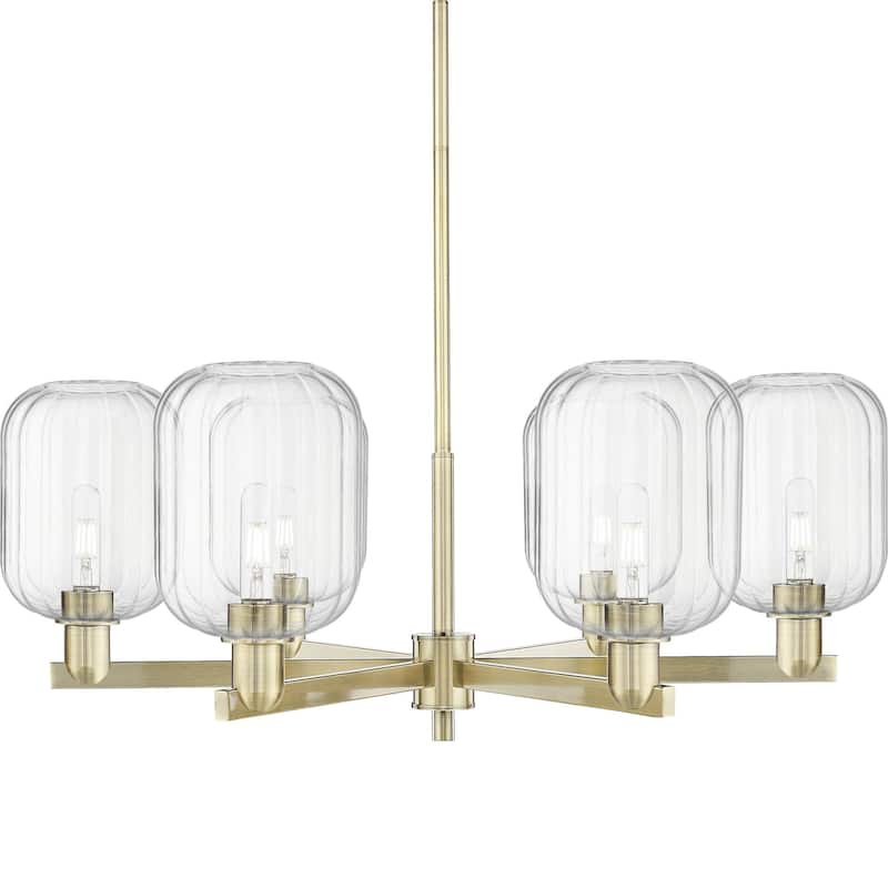Innovations Lighting 716-6CR-14-24 Preston Chandelier Cylinder Preston - Antique Brass / Clear