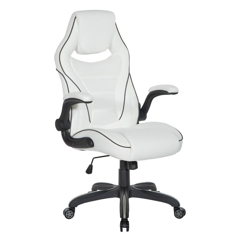 Xeno Gaming Chair in Faux Leather with Color Accents - White
