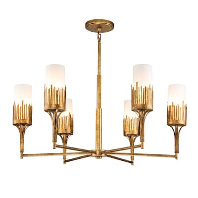 Sawgrass 6 Lt Chandelier in Gold Leaf - 33 x 33 z 27.5