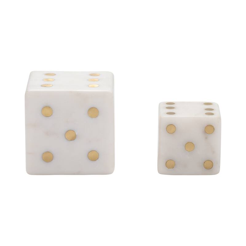 Sagebrook Home Luxury Marble and Steel Dice - Exclusive Home Decor Games for Sophisticated Fun, Set of 2 - 4" x 4" x 4"
