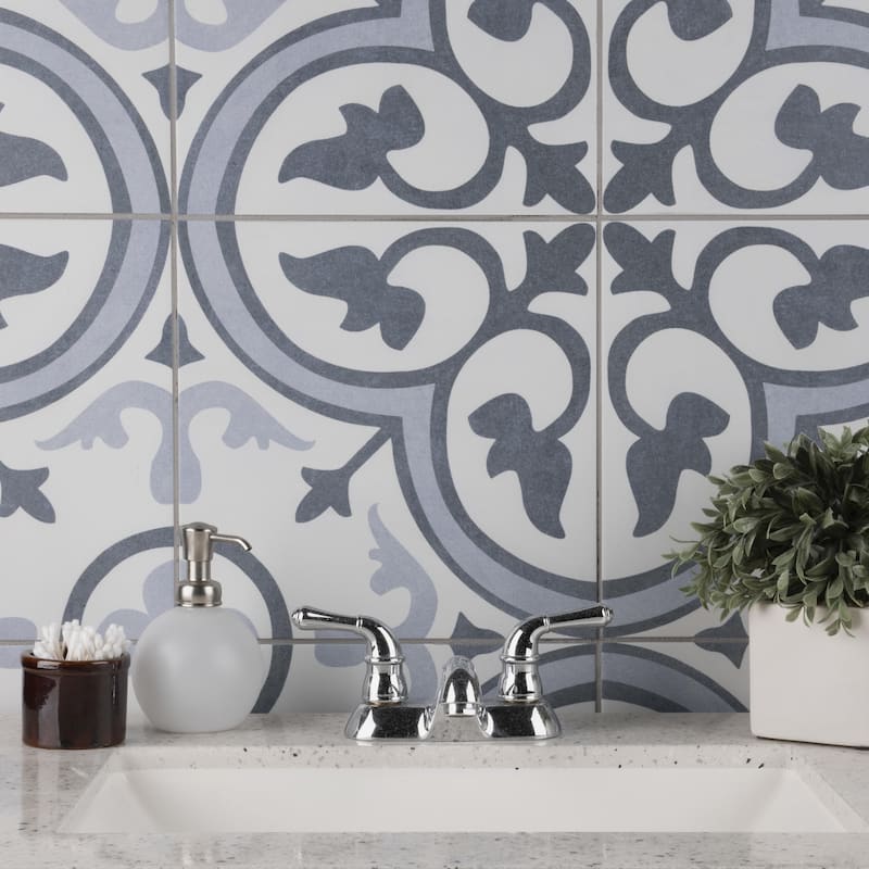 Merola Tile Amberes Azul II 13" x 13" Ceramic Floor and Wall Tile