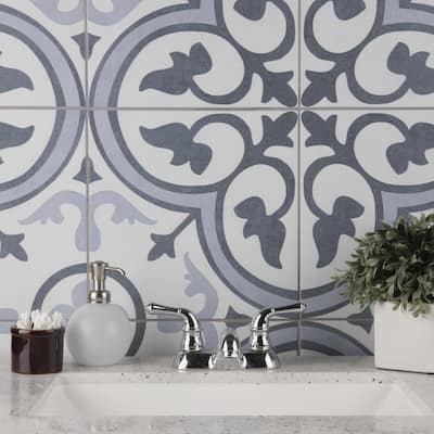 Merola Tile Amberes Azul II 13" x 13" Ceramic Floor and Wall Tile