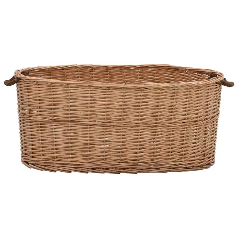 vidaXL Firewood Basket with Carrying Handles 30.7"x21.3"x13.4" Natural Willow - 30.7" x 21.3" x 13.4"