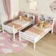 preview thumbnail 4 of 21, Twin Over Twin Bunk Bed with Bookcase Headboard, Guardrails and Ladder, Convertible to 2 Twin Beds with Shelves for Multi Childs